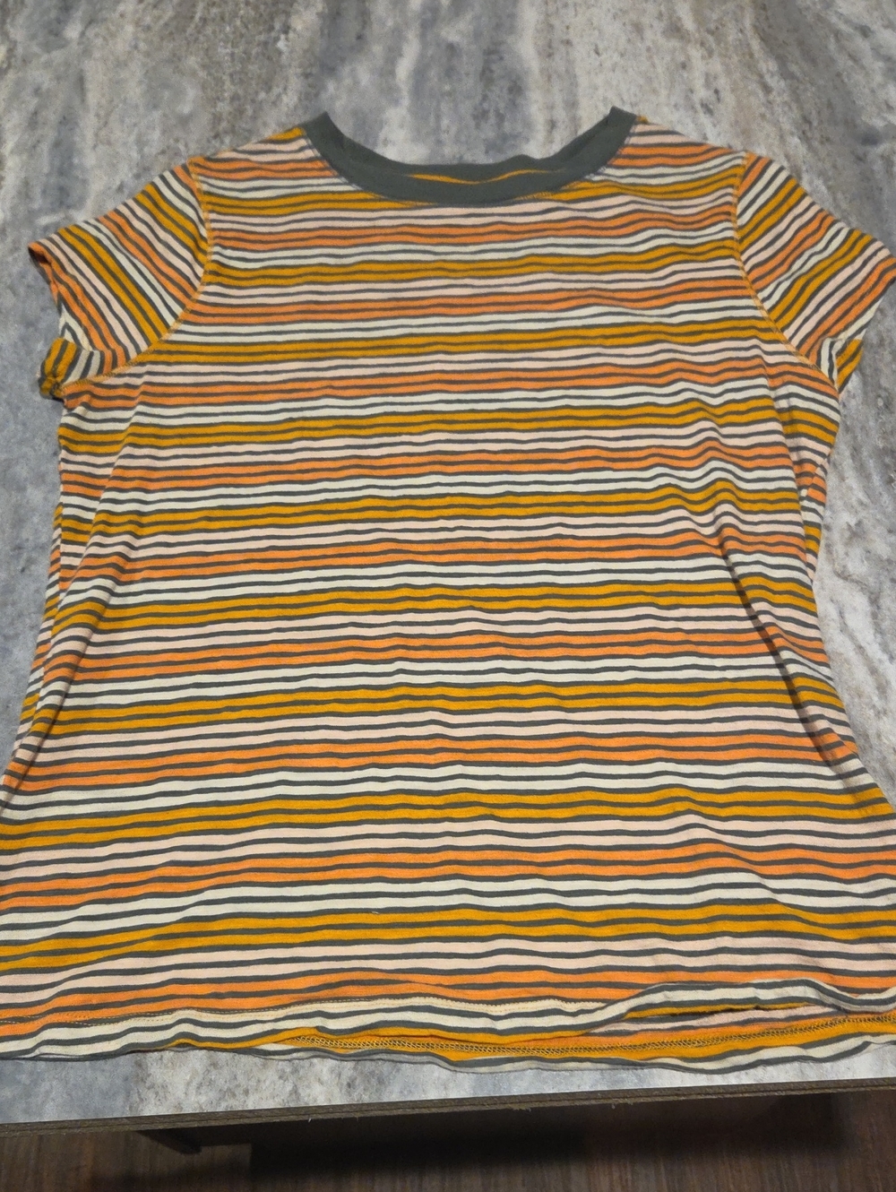Universal Thread Striped Short Sleeve Tee in Yellow, Orange & Cream